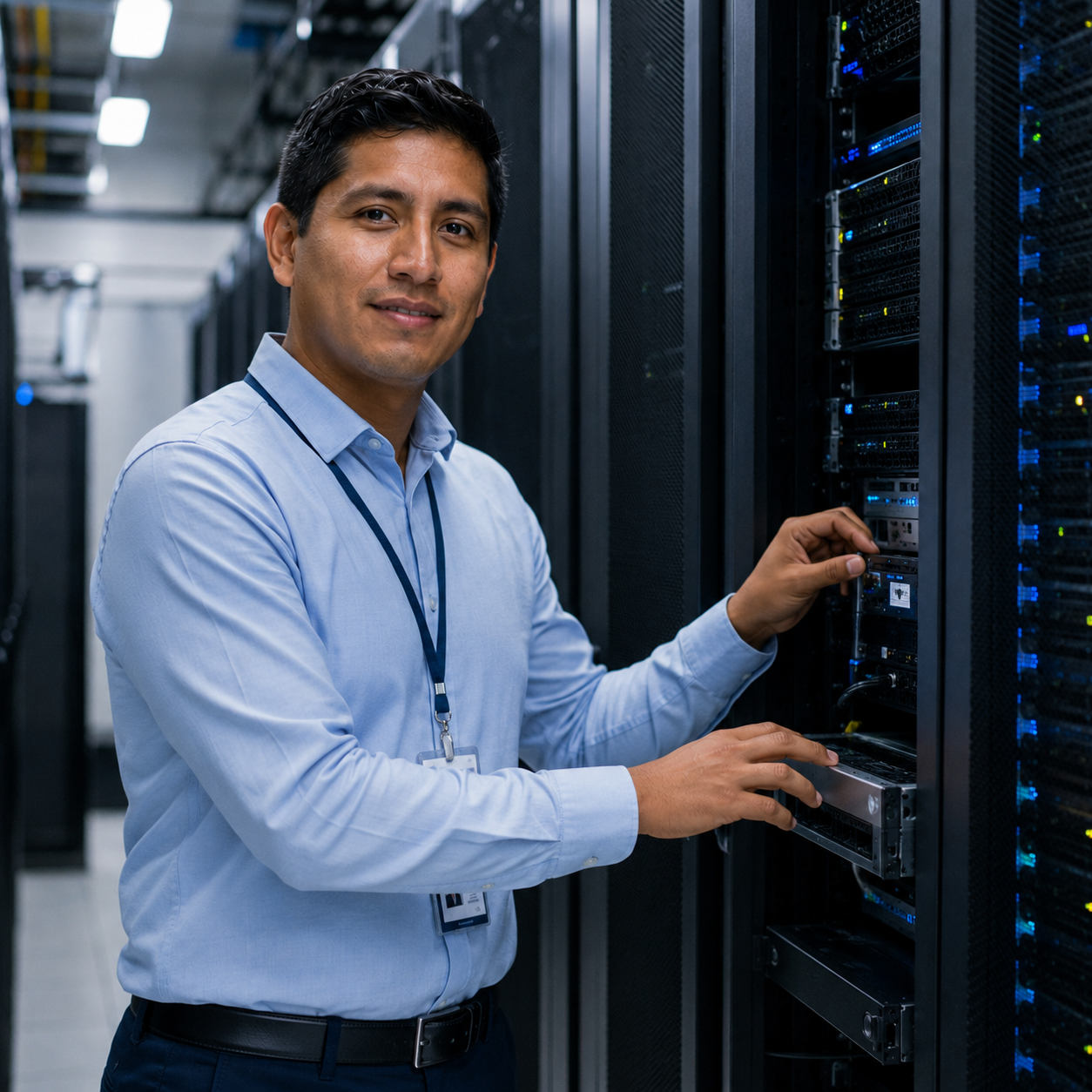 Especialista administrando servidores para hosting y dominios