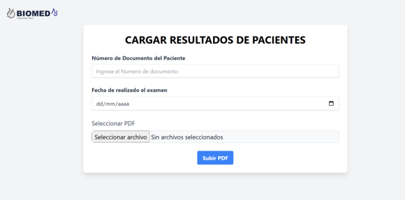 Carga de resultados para laboratorio - BIOMELAD