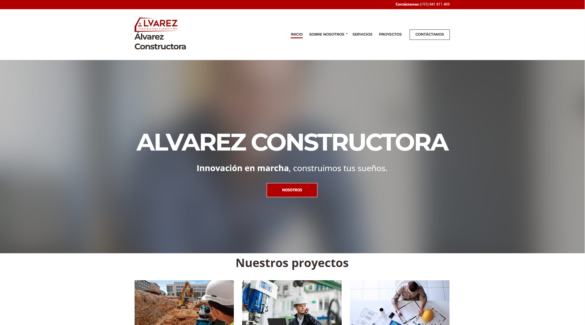 Vista previa del sitio web de Álvarez Constructora