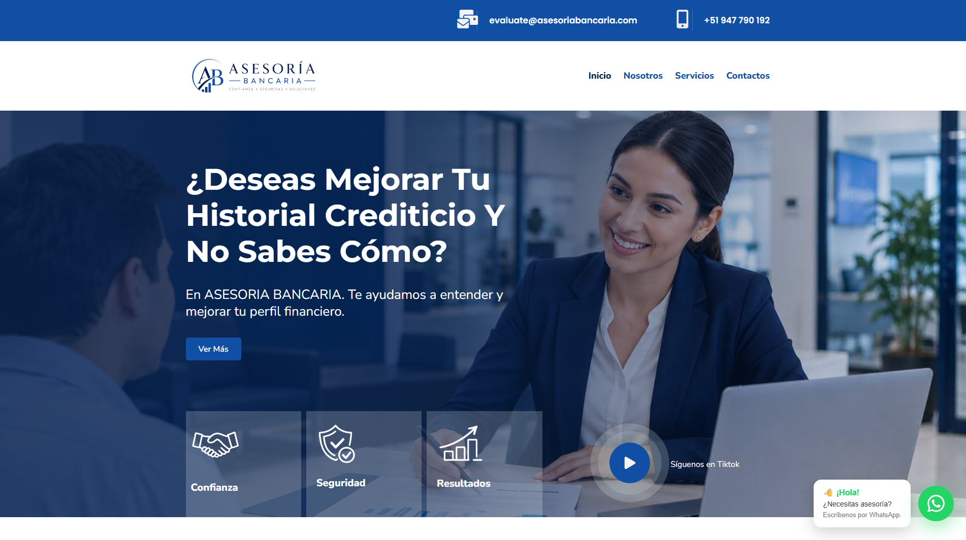 Vista previa del sitio web de Asesoría Bancaria