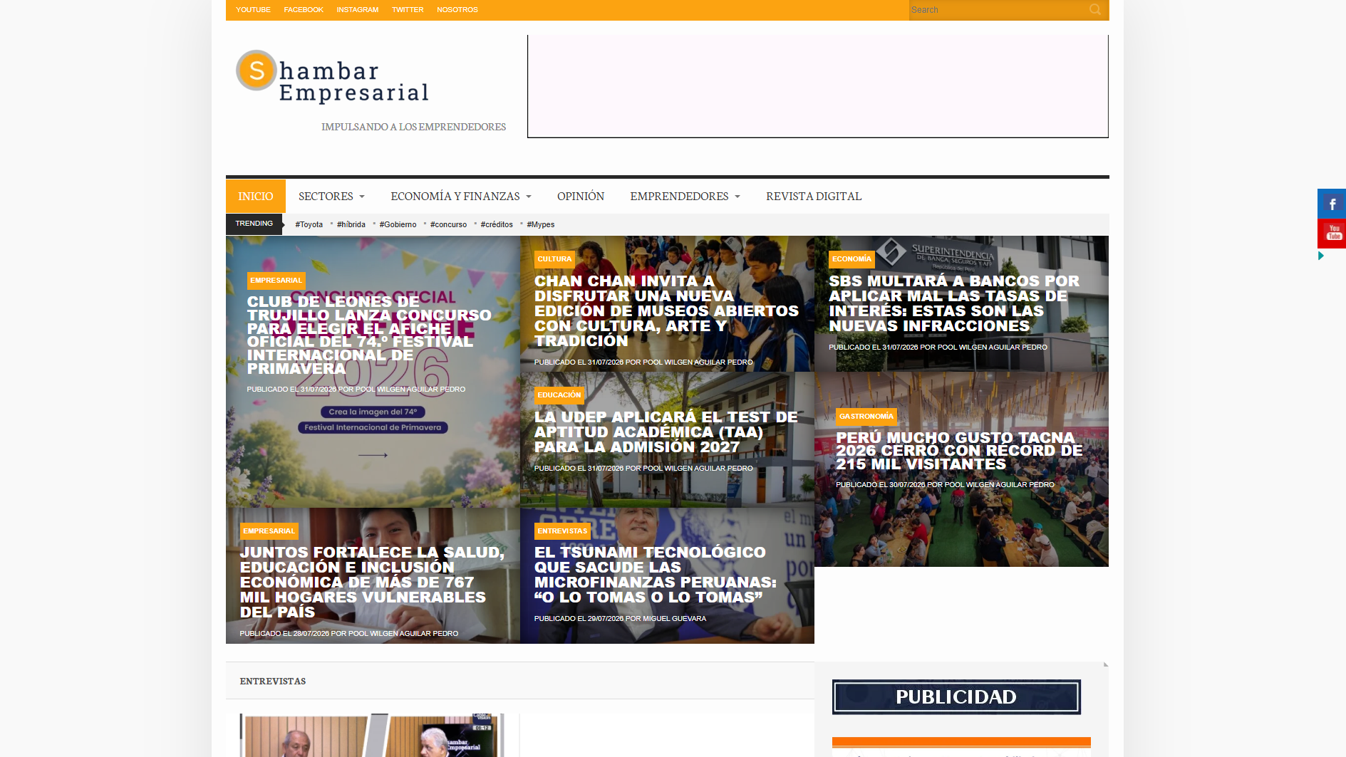 Vista previa del sitio web de Shambar Empresarial