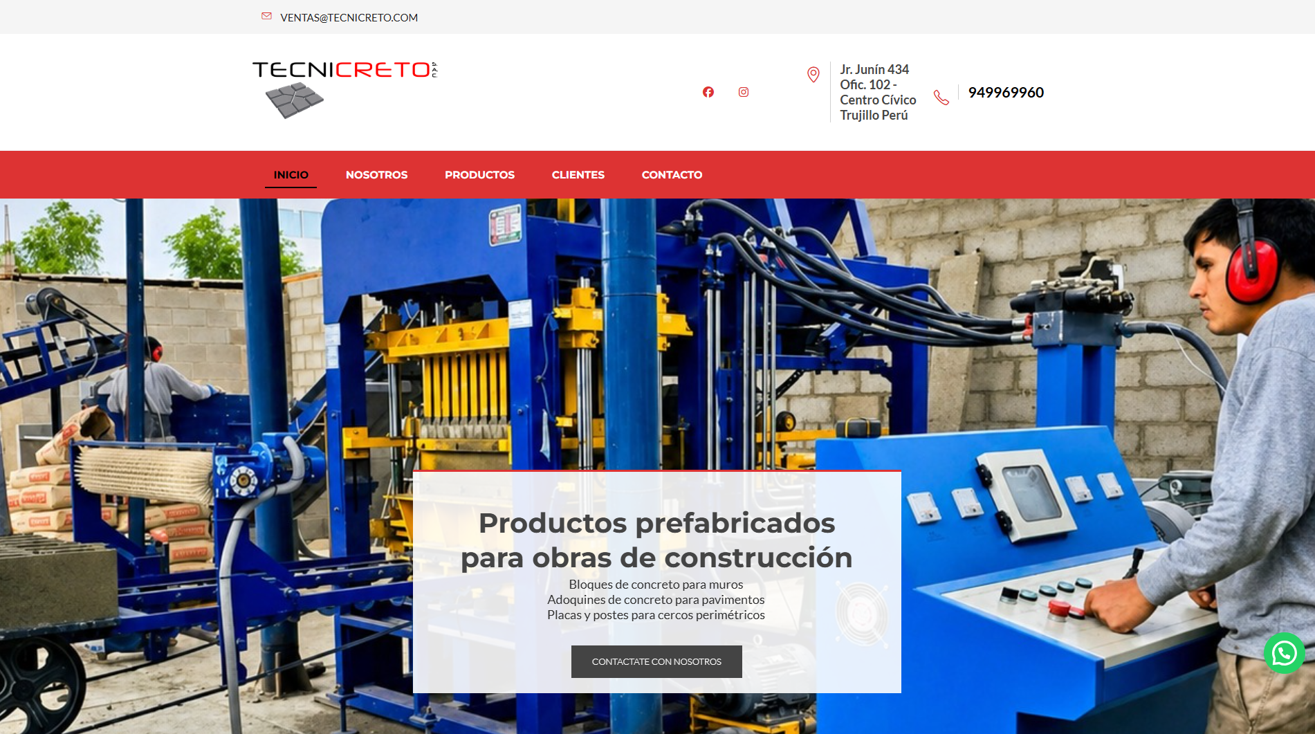 Vista previa del sitio web de Tecnicreto